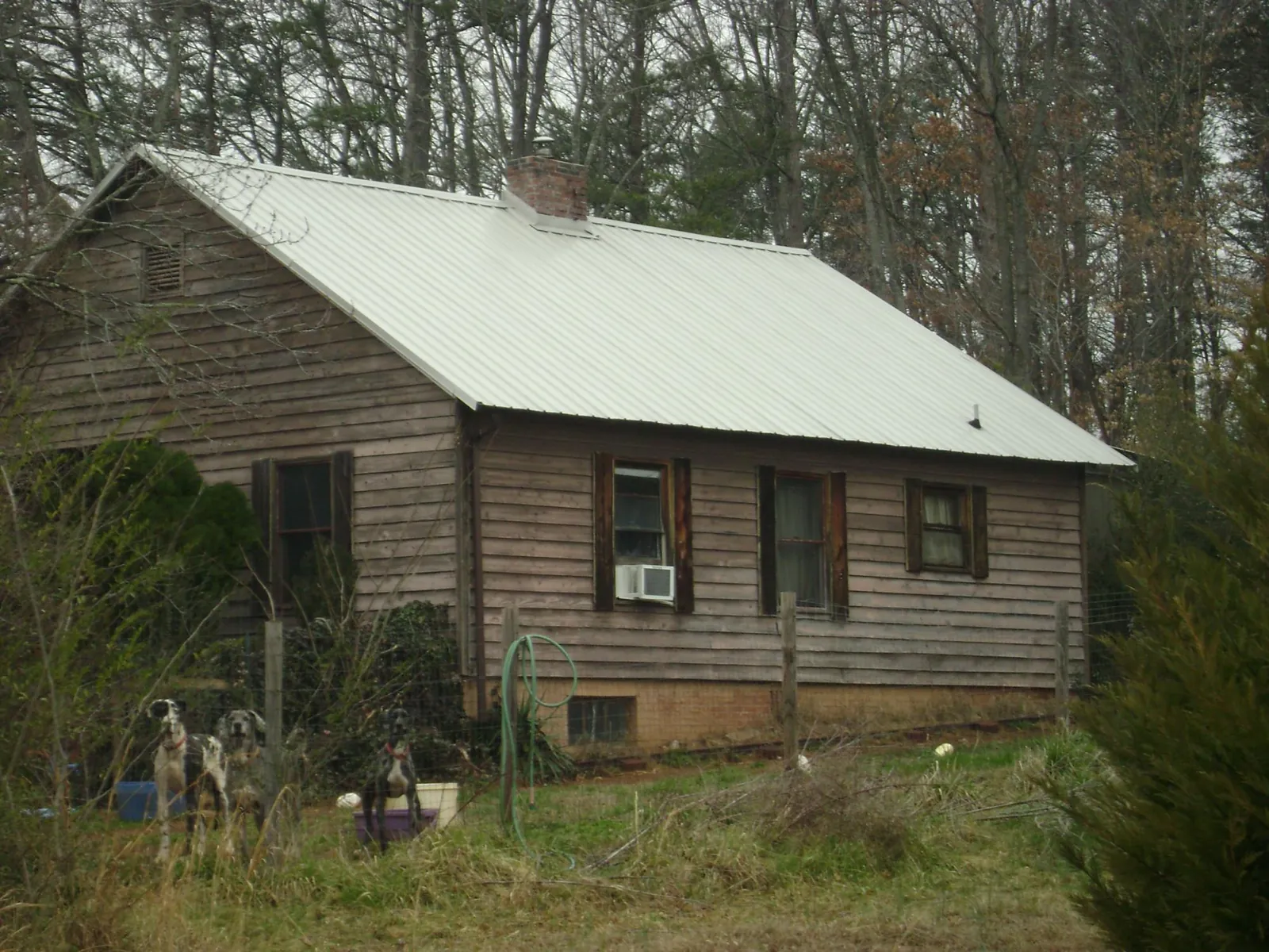 White metal roof on an old wood sided farmhouse, from a Asphalt Shingle Roof Repair job in Hiram